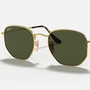 Ray-Ban RB3548N Hexagonal Sunglasses – Arista Gold Frame, G-15 Green Lenses